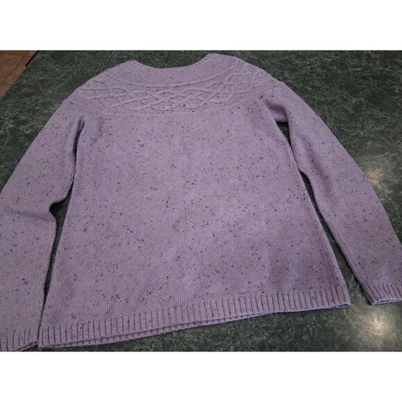 Talbots Sweater Womens Purple Nordic Cable Knit Speckled Crew Neck Sweater XS - Picture 11 of 12